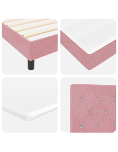 Letto a molle con materasso Rosa 190 x 140 cm Poliestere