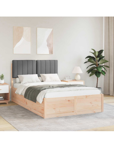 Letto con Testiera Rivestita Grigio scuro 120 x 200 cm