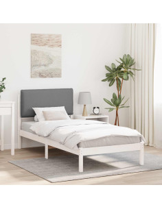 Letto con Testiera Rivestita Grigio chiaro 80 x 200 cm