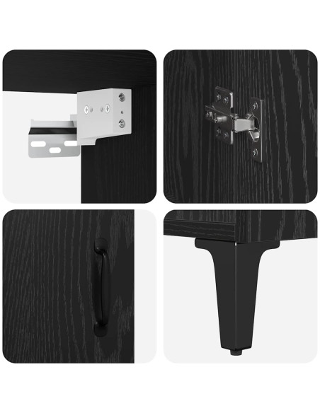 Credenza 2 pcs Rovere Nero Legno multistrato