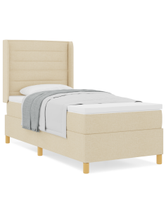 Letto a molle con materasso Crema 80 x 200 cm Tessuto
