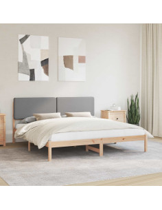 Letto con Testiera Rivestita Grigio chiaro 180 x 200 cm