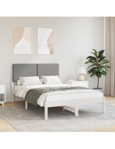 Letto con Testiera Rivestita Grigio chiaro 120 x 190 cm