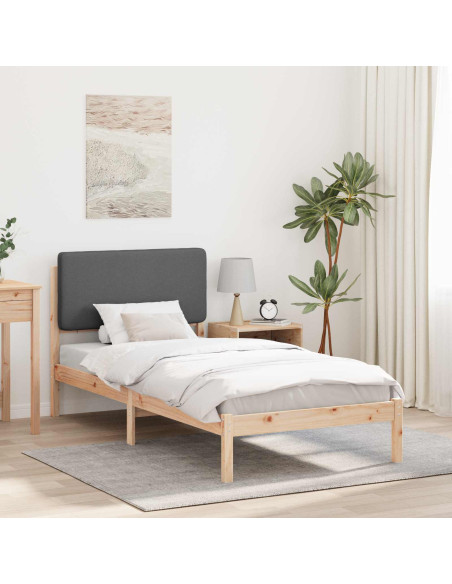 Letto con Testiera Rivestita Grigio scuro 100 x 200 cm