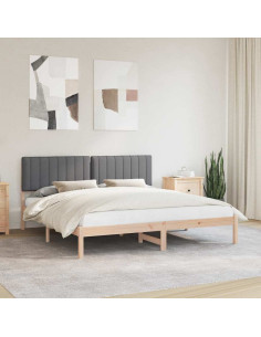 Letto con Testiera Rivestita Grigio scuro 180 x 200 cm