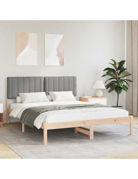 Letto con Testiera Rivestita Grigio chiaro 160 x 200 cm