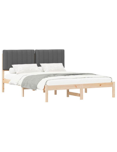 Letto con Testiera Rivestita Grigio scuro 160 x 200 cm