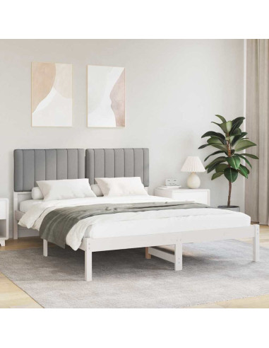 Letto con Testiera Rivestita Grigio chiaro 160 x 200 cm