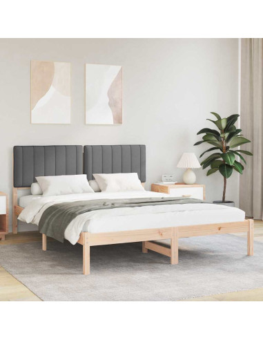Letto con Testiera Rivestita Grigio scuro 150 x 200 cm
