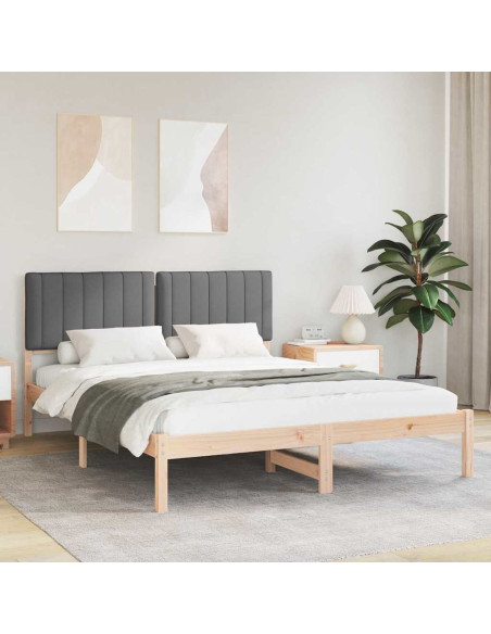 Letto con Testiera Rivestita Grigio scuro 150 x 200 cm