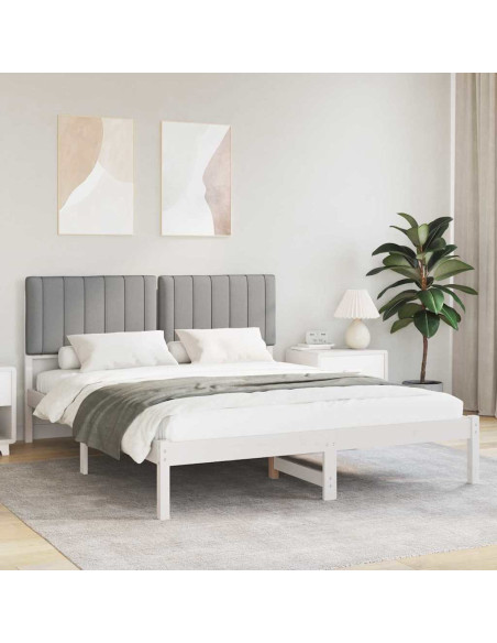 Letto con Testiera Rivestita Grigio chiaro 150 x 200 cm