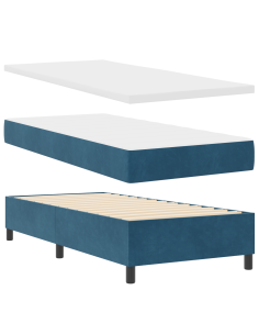 Letto a Sorgente LED con testiera Blu Scuro 80 x 200 cm Tessuto