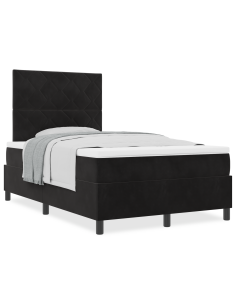 Letto a molle con materasso Nero 120 x 190 cm Tessuto