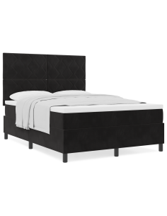 Letto a molle con materasso Nero 140 x 190 cm Tessuto