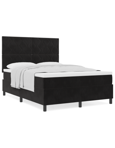 Letto a molle con materasso Nero 140 x 190 cm Tessuto