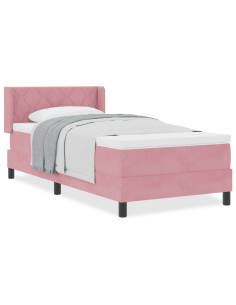 Letto a molle con materasso Rosa 200 x 100 cm Poliestere