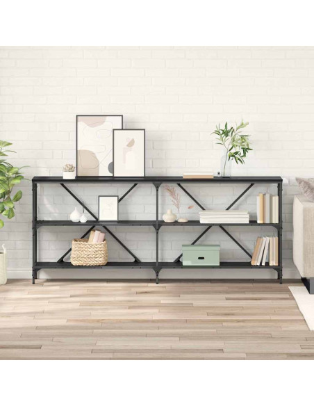 Tavolo consolle Rovere Nero 180 x 30 x 75 cm Legno multistrato