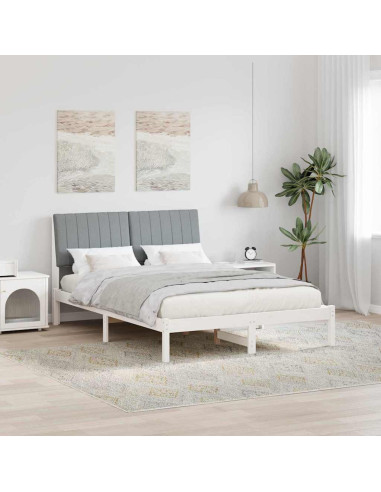 Struttura del letto Grigio chiaro 140 x 190 cm Pino massello