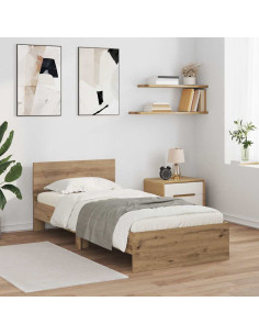 Struttura del letto con testiera Rovere artigianale 90 x 200 cm