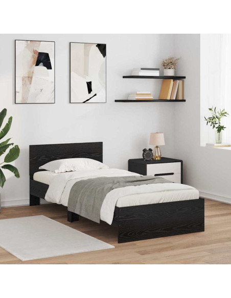 Struttura del letto Rovere Nero 90 x 200 cm Legno multistrato