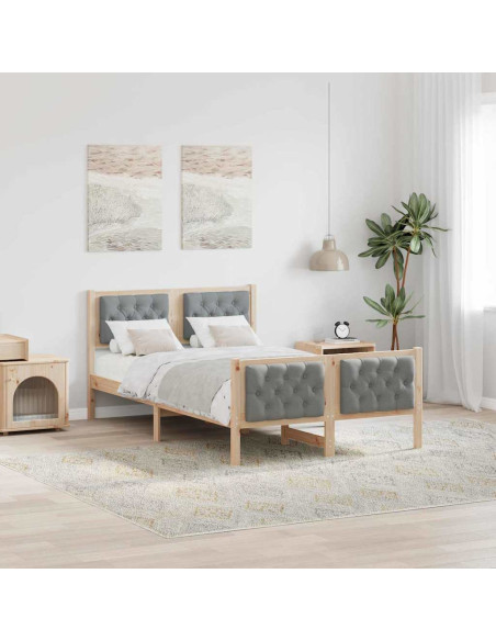 Struttura del letto Grigio chiaro 135 x 190 cm Pino massello