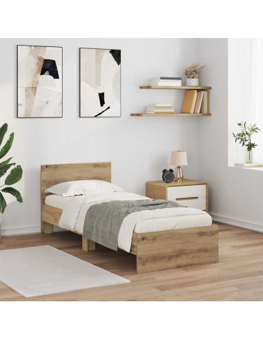 Struttura del letto con testiera Rovere artigianale 75 x 190 cm