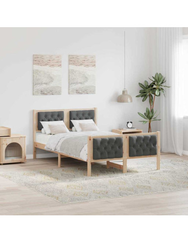 Struttura del letto Grigio scuro 135 x 190 cm Pino massello