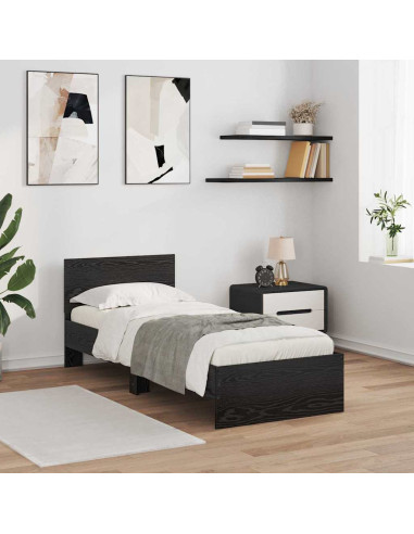 Struttura del letto Rovere Nero 75 x 190 cm Legno multistrato
