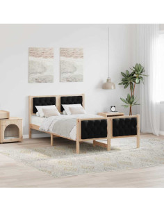 Struttura del letto Nero 135 x 190 cm Pino massello