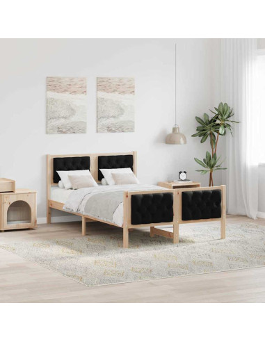 Struttura del letto Nero 135 x 190 cm Pino massello