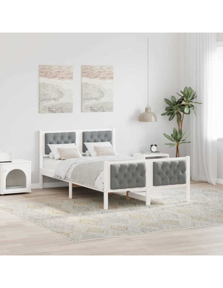 Struttura del letto Grigio chiaro 135 x 190 cm Pino massello