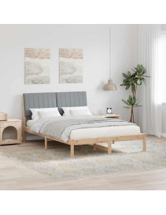 Struttura del letto Grigio chiaro 140 x 190 cm Pino massello