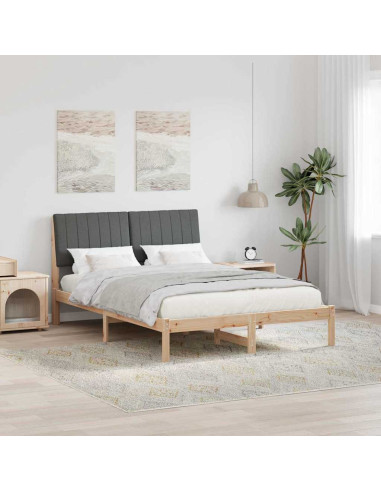 Struttura del letto Grigio scuro 140 x 190 cm Pino massello