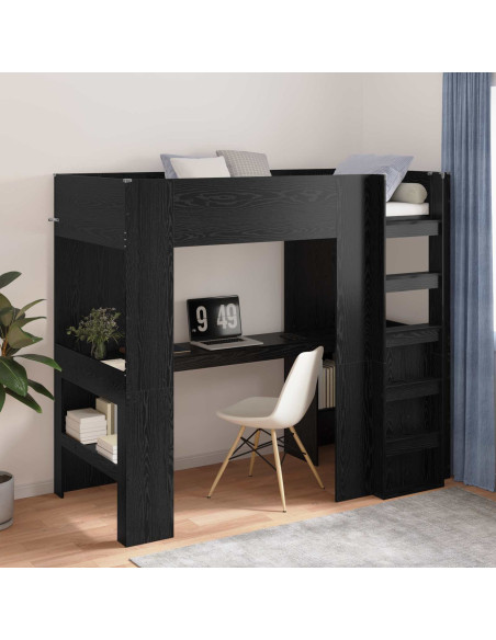 Struttura letto a castello con scrivania Rovere Nero