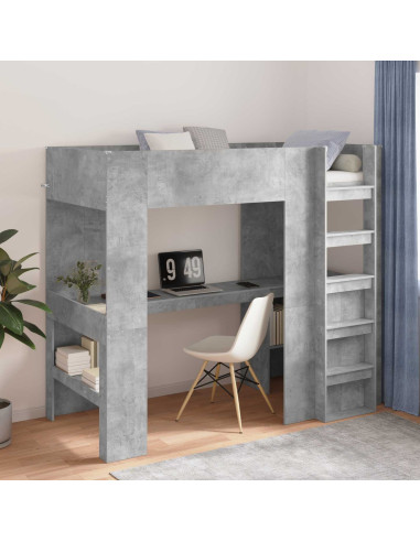 Struttura letto a castello con scrivania Grigio cemento