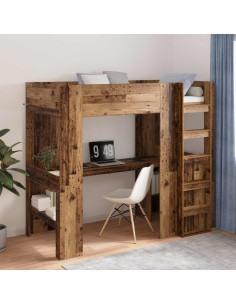 Struttura letto a castello con scrivania Legno vecchio