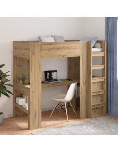 Struttura letto a castello con scrivania Rovere artigianale