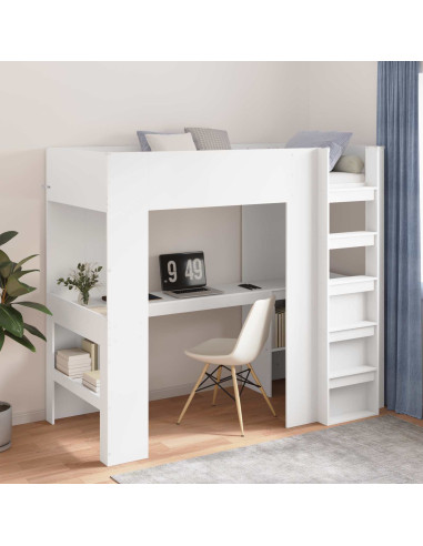 Struttura letto a castello con scrivania Bianco 98.5 x 200 cm