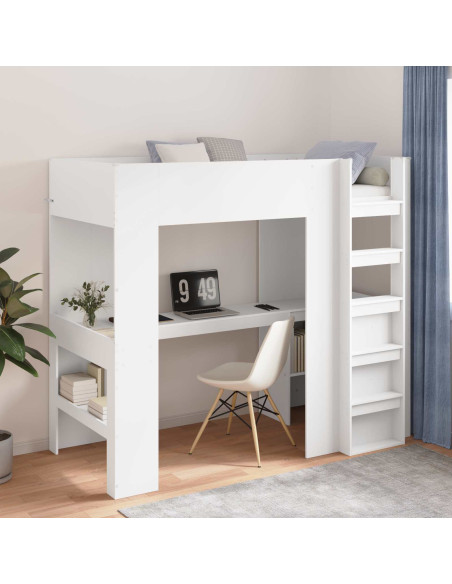 Struttura letto a castello con scrivania Bianco 98.5 x 200 cm