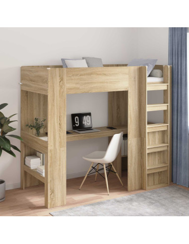 Struttura letto a castello con scrivania Rovere Sonoma