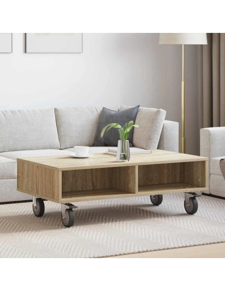 Tavolino con Ruote Rovere Sonoma 90 x 50 x 30 cm