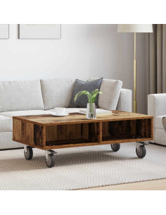 Tavolino con Ruote Legno vecchio 90 x 50 x 30 cm