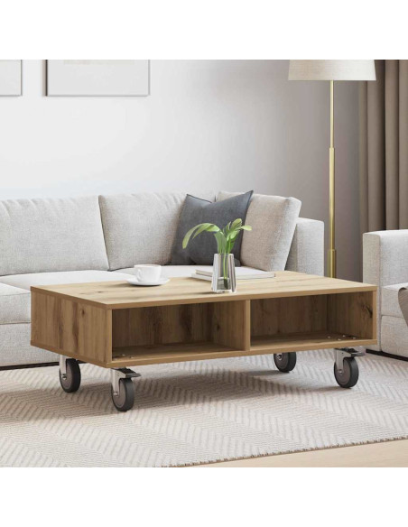 Tavolino con Ruote Rovere artigianale 90 x 50 x 30 cm