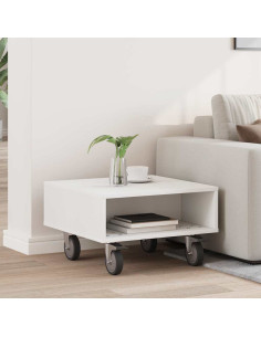 Tavolino con Ruote Bianco 50,5 x 50 x 30 cm Legno multistrato