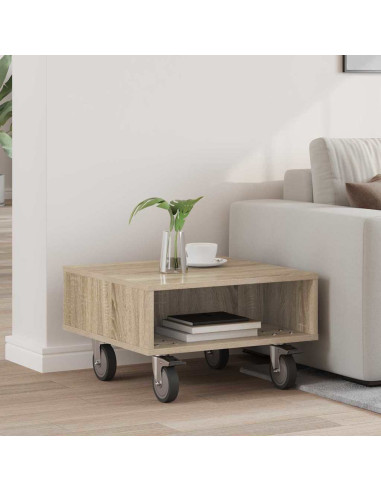 Tavolino con Ruote Rovere Sonoma 50,5 x 50 x 30 cm