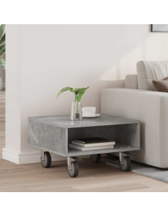 Tavolino con Ruote Grigio cemento 50,5 x 50 x 30 cm
