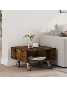 Tavolino con Ruote Rovere fumé 50,5 x 50 x 30 cm