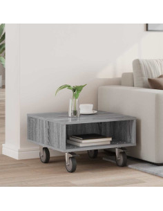 Tavolino con Ruote Grigio Sonoma 50,5 x 50 x 30 cm