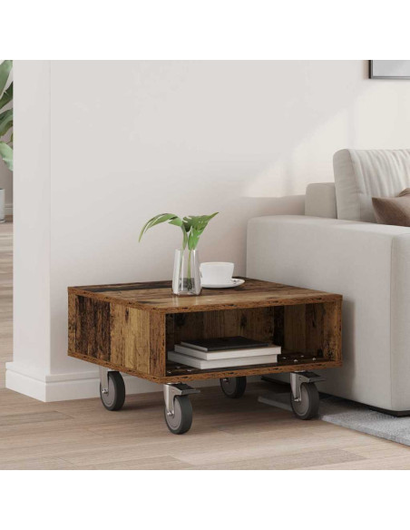 Tavolino con Ruote Legno vecchio 50,5 x 50 x 30 cm