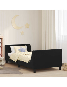 Struttura letto bambini con testata Nero 90 x 190 cm Velluto